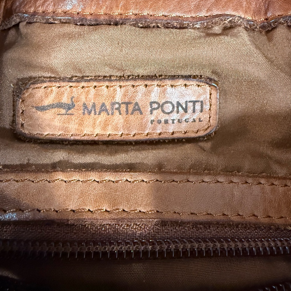 MARTA PONTI Tan Leather Crossbody Bag with Stud Details - Picture 5 of 8